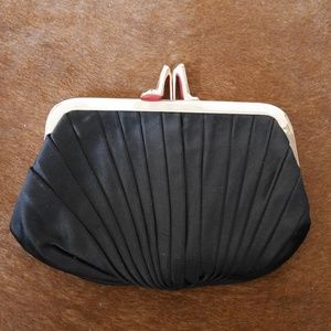 NWT, Christian Louboutin Black Silk Evening Clutch
